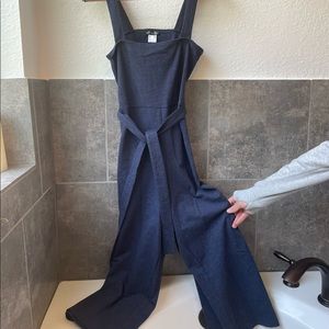 Navy blue wide leg romper